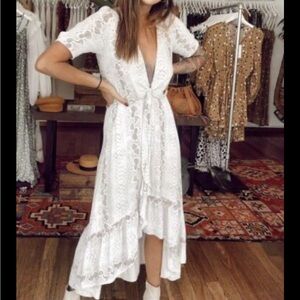 Kivari Antique snake skin midi dress with asymmetrical hem